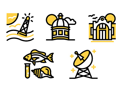 Locations Icons color gold icons illustration lines web