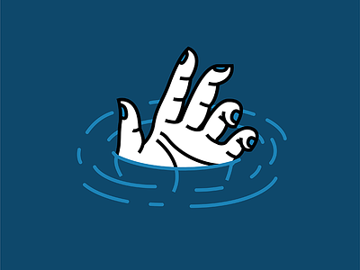 Sink or Swim blue color hand illustration lines water