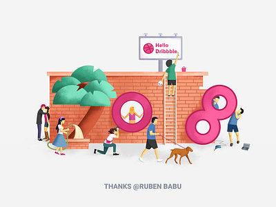 Hello Dribbble 2018 first shot hello dribbble illustration new year