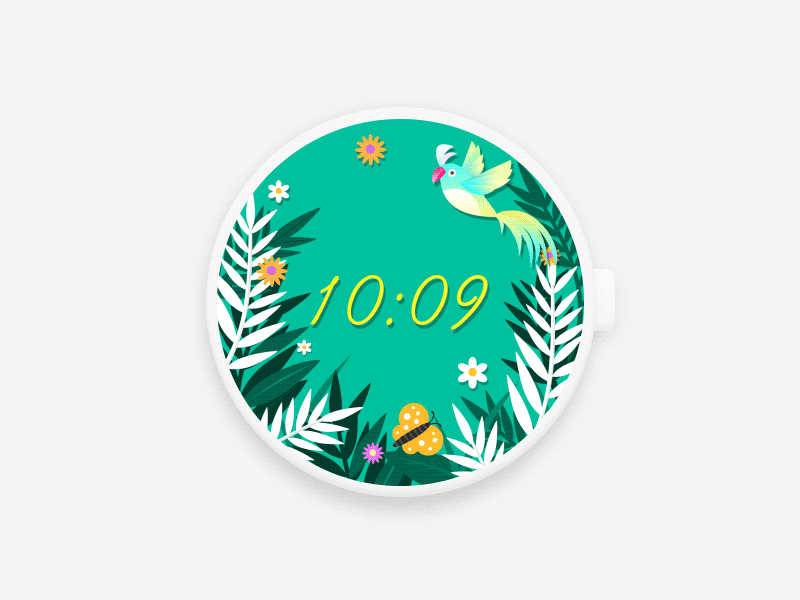 Watchface：Jungle bird green jungle smart watch time watch watchface