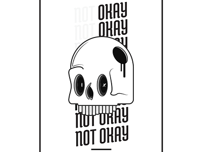 [not] okay art illustration print skull vector