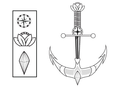 By land. By Sea. anchor compass diamond sword