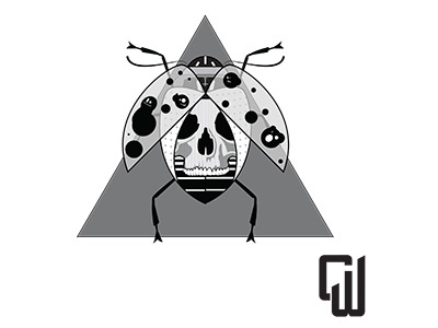 The Widowers Luck animal christovw gray illustration illustrator insect ladybug skull vector