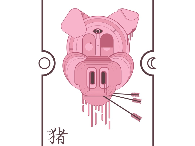 Year of the pig year animal art pig illustrator illustration adobe
