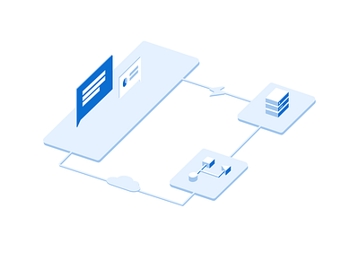 Conversational AI Illustration cloud data isometric