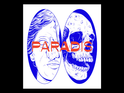 Paradis design graphic design illustration layout line art poster skull typography
