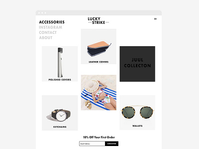 Lucky Strike accessory brand ecommerce lucky strike nyc nyc portland responsive retail ui ux visual designer website design