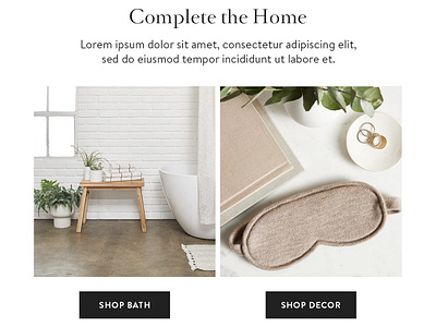 Home goods email design