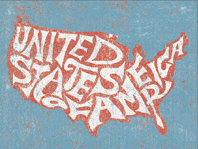 US of A america design graphic illustration print states type typography united usa