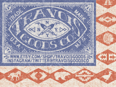 TRAVOIS GOODS CO. AMERICAN FLAG SOUTHWEST LOGO americana antique arrow buffalo design graphic indian logo navajo print rustic type typography vintage