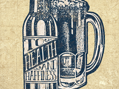 TRAVOIS GOODS CO. TO HEALTH & HAPPINESS beer brew design drink graphic lettering type typography vintage