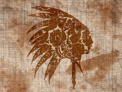 TRAVOIS GOODS CO. INDIAN PAISLEY BURLAP american americana aztec chief indian native navajo southwest vintage