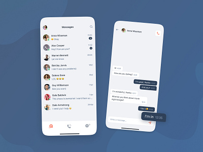 Chat mobile App app design application blue call chat chat app chatting coral ios message message app messages messaging navigation participant participation ui uiux user ux