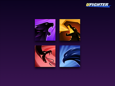 Game icons design dragon eagle fighting game game design game ui snake tiger vector