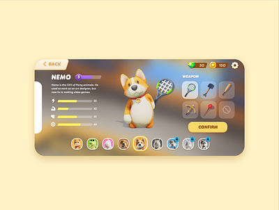 Party animals character animals game game ui