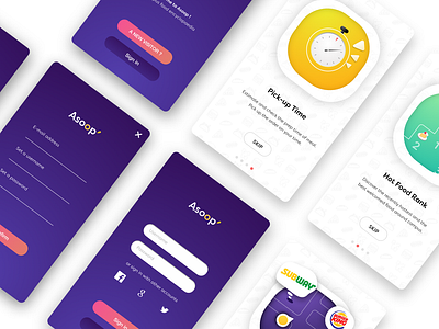 Asoop onboarding pages app app concept campus color food food delivery graphic illustraion sketch ui uikit ux design