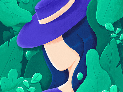 Girl In Plants character girl illustration leaves mysterious plants texture woman