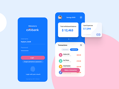 Citibank App UI concept app design application bank bank app banking creditcard mobile app design mobile ui money ui ui design uidesign uiux