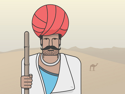 Rajasthani Man in Indian Summer camel camel man culture desert desert man illustration illustration art india indian indian culture indian summer pagdi people people illustration poor poorman rajasthan rajasthani summer