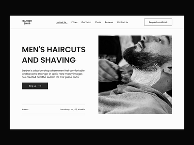 Barbershop landin page design landing ui ux