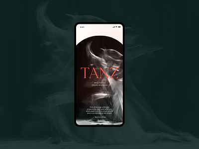 TANZ Online Dance Academy - Onboarding academy app branding chore class contemporary dance dancer dashboard elegant green logo onboard onlineclass serif task teacher theatre ui