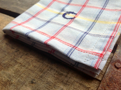 Red and Blue Windowpane Check Linen-Weave Cotton Pocket Square