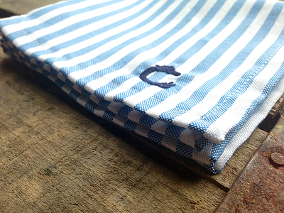 Blue and White Candy Stripe Oxford Cotton Pocket Square