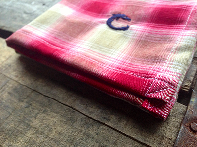 Red and Khaki Plaid Cotton Pocket Square