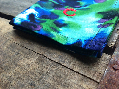 Blue and Green Tie Dye Cotton Pocket Square