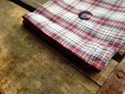 Red and Blue Plaid Cotton Pocket Square