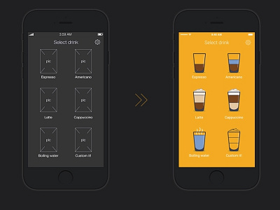 UX coffee-machine remote App aplication app coffee ios iphone mobile ui ux wireframe wireframing