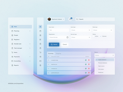 Glassmorphism UI components