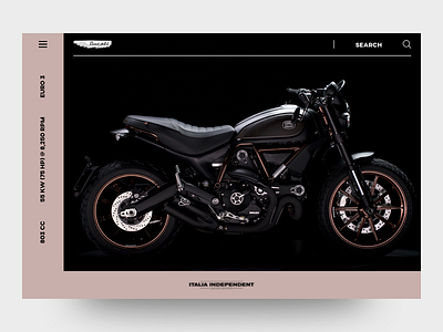 Ducati Scrambler Landing Page clean flat interface layout modern nice sketch ui ux