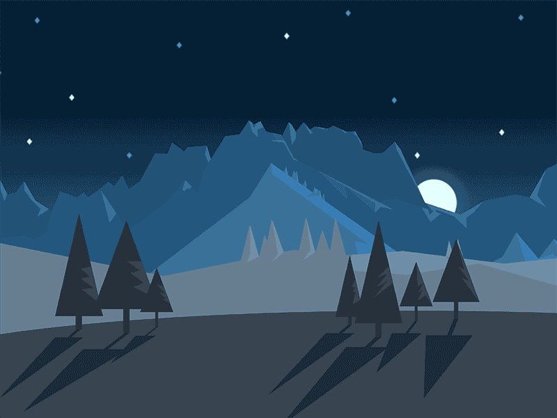 Mountains at night animation design illustration layout moon mountain night principle product design sky ui ux