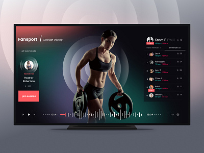 Fansport — live workouts | dark mode design product ui