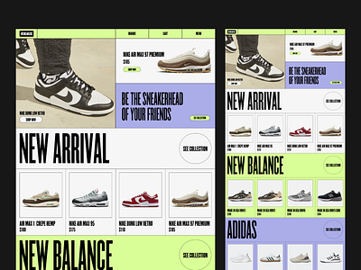 WSNEAKERS - Store Design adidas branding ecommerce store fashion figma landing page new balance nike shoes sneakers store design typography ui uiux web design website website design