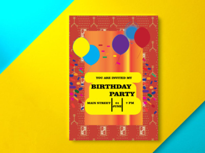 Birthday Party Invitation Card Design birthday branding design graphic design modern motion graphics party template