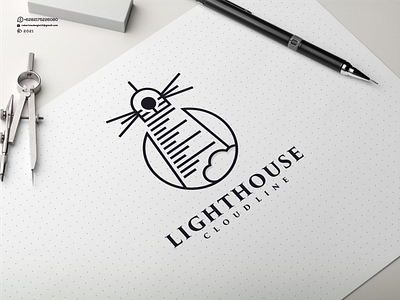 Lighthouse Cloud Line Logo animation branding cloud design desiner graphic design illustration lighthsouse line logo logos vector