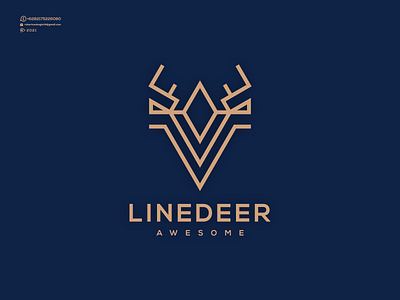 Line Deer Awesome Logo