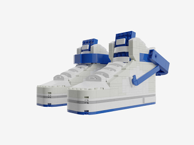 Bricks Kicks Air Force One "White/Blue" Collectible Kit air force 1 collectibles design lego nike sneaker sneakers toys