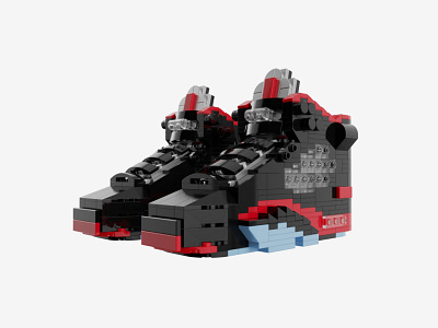 Bricks Kicks Air Jordan 5 "Satin Bred" Collectible Kit 3d air jordan collectible model nike sneakers toys