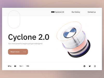 Fancy cyclone turbine 2.0 3d cyclone interface product render turbine ui ux web webdesign