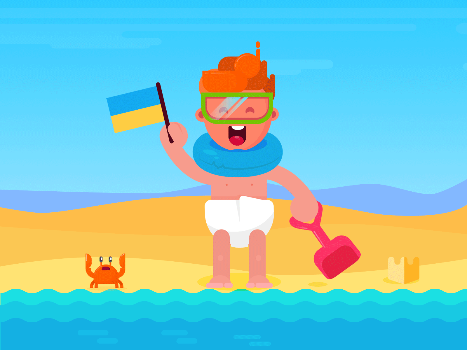 Babyboy babyboy b beach illustration summer ukraine vector