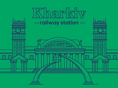 Kharkiv Railway Station illustrator train station travel