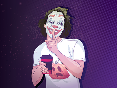 Hello Joker! 🎃 👻 🦇 coffee cup halloween halloween party illustration joker pumpkin vector