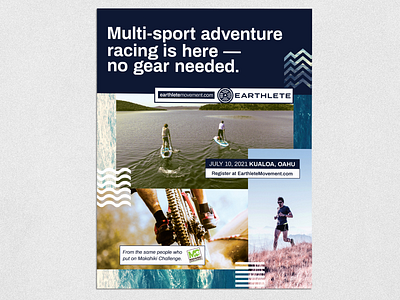 Earthlete // Print Ad active ad adventure advertisement branding clean design elements energy graphic design hawaii layout mountains outdoors paddleboard print race sup swim water