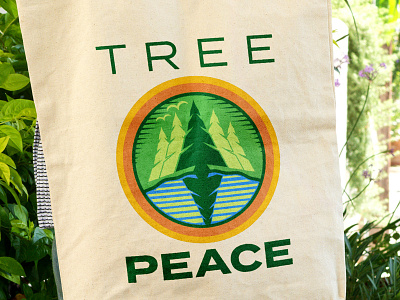 Tree Peace // Logo Mockup badge bag blue branding circle clean design forest green logo non profit reforestation round tree trees water