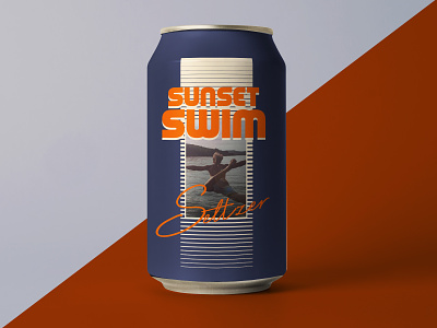 Summer Brew Set (3 of 3) 80s active branding can can design clean drink energy fun lake lake swim midwest mockup retro seltzer sunrise sunset swim water youth