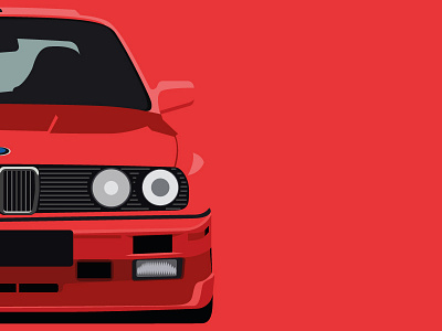 Classic 90s BMW automotive cars classic flat design graphic design illustration minimal red retro vintage