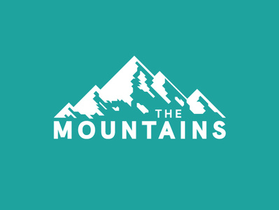 The Mountains badge badgedesign blue branding flat design graphic design illustration logo mountains outdoors teal typogaphy